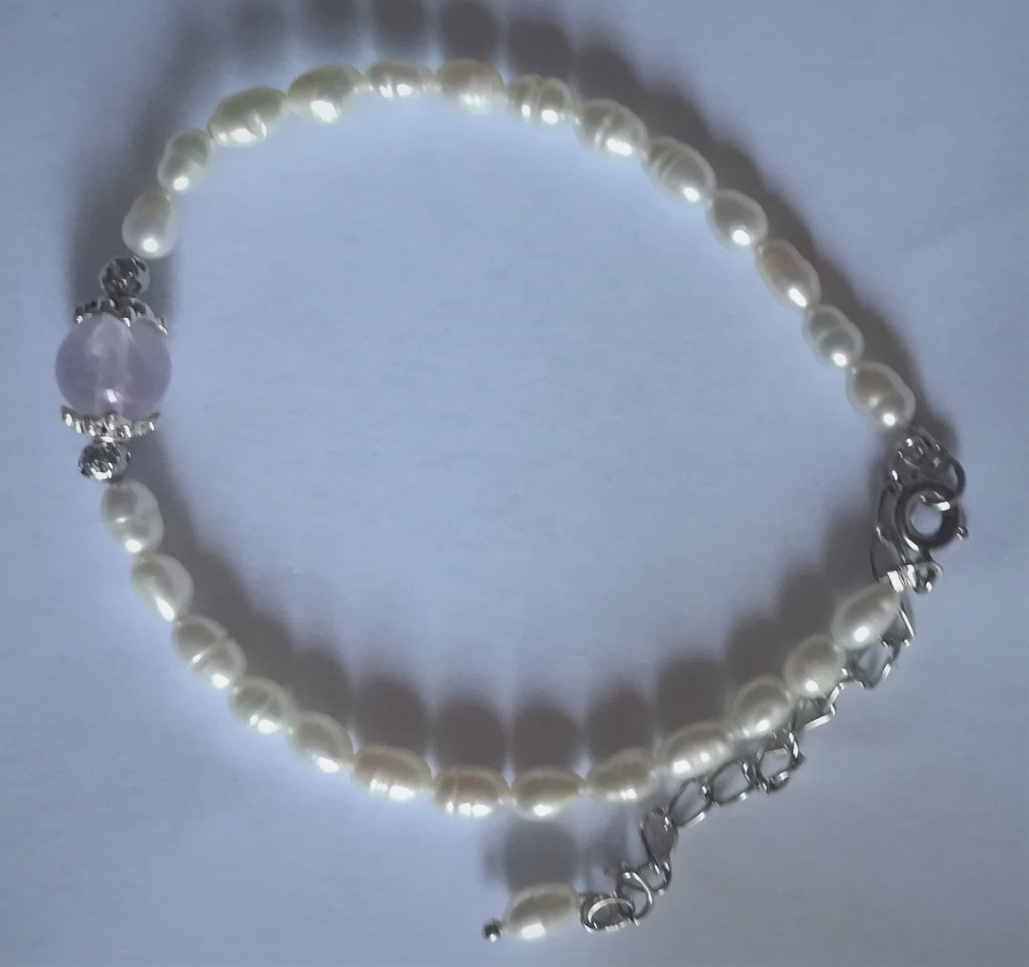 Bracelet perles et quartz rose