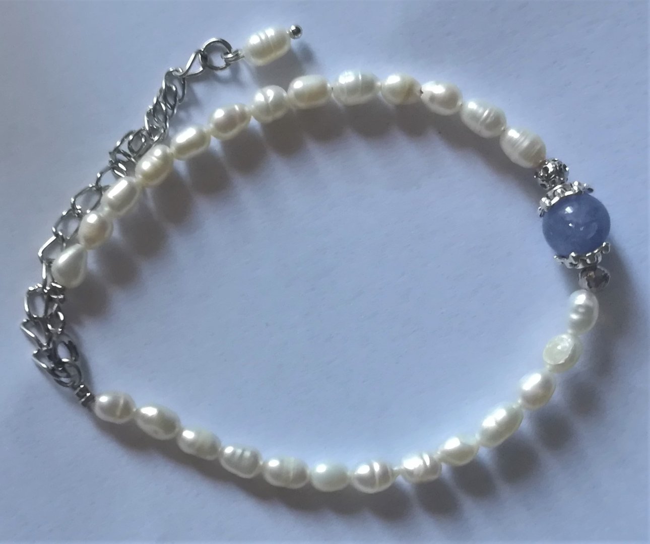 Bracelet perles et agate bleue